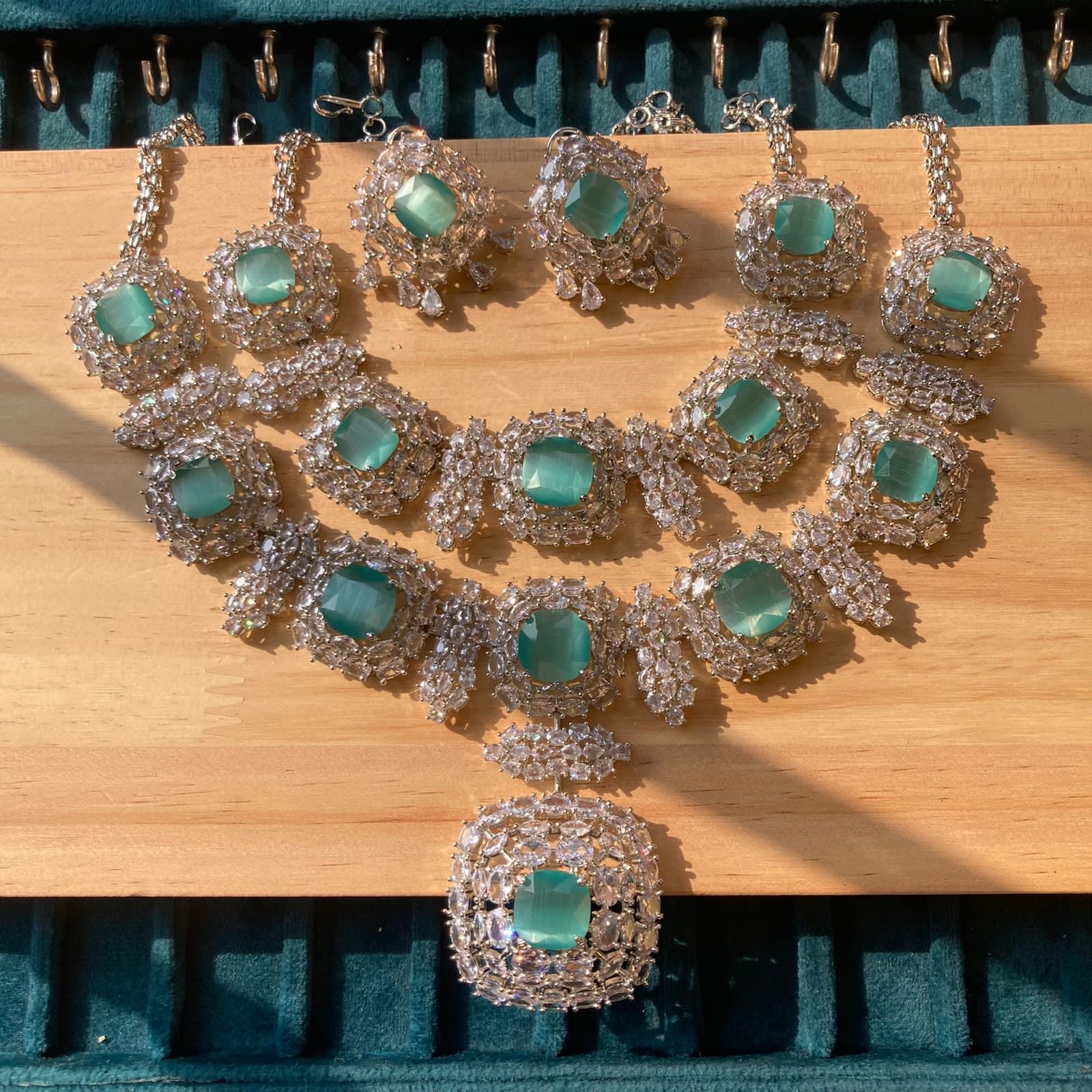 2 in 1 zircon diamond bridal necklace