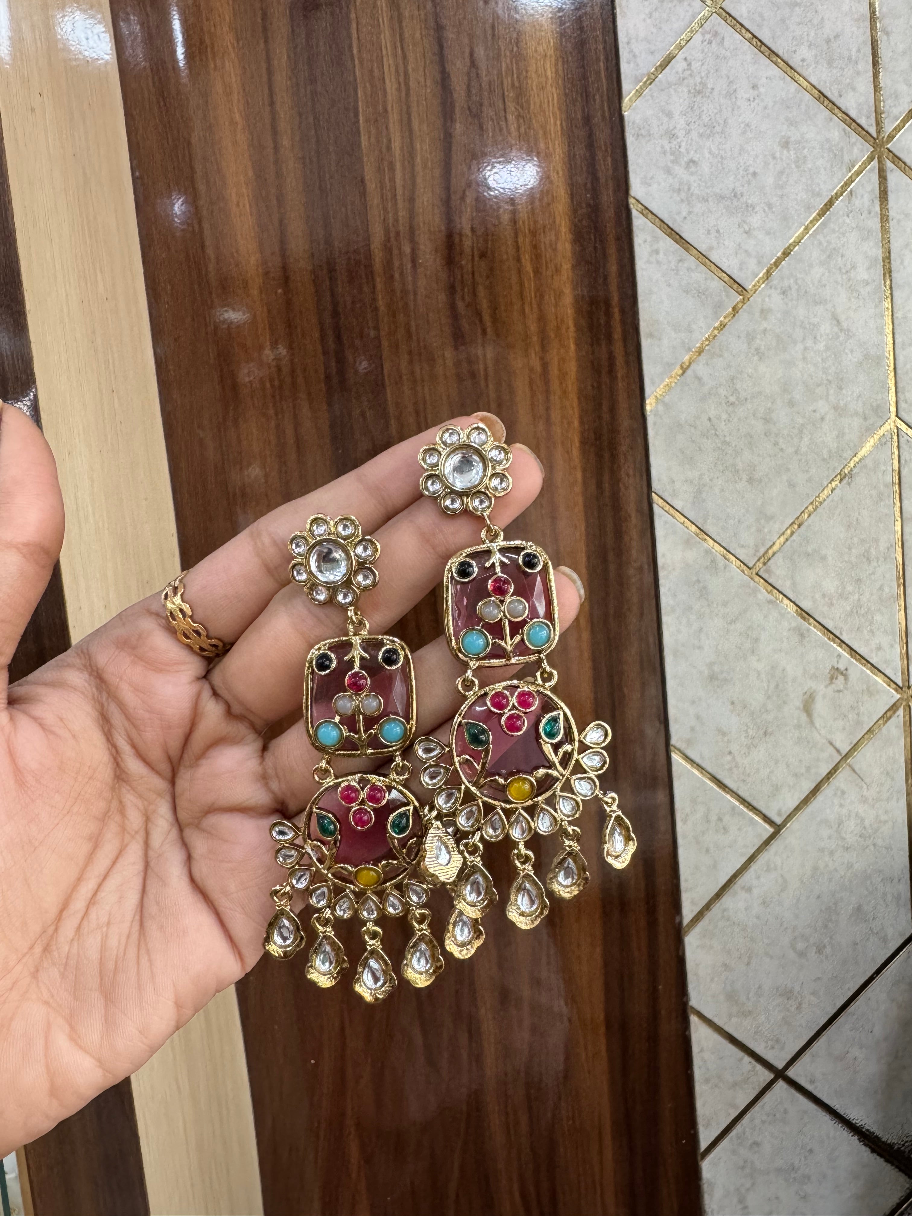 Meenakari work earrings