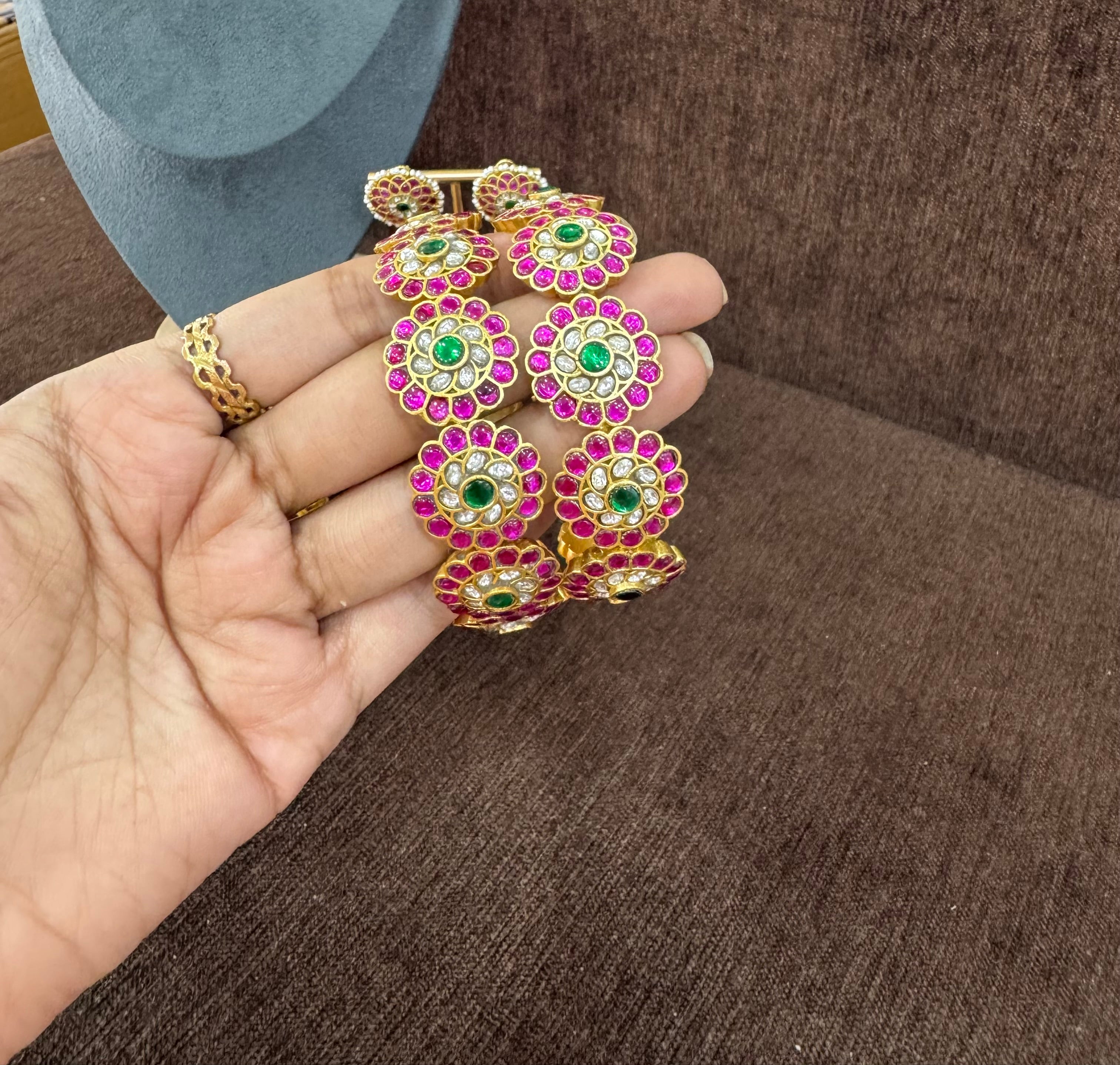 Jadau kundan flower bangles