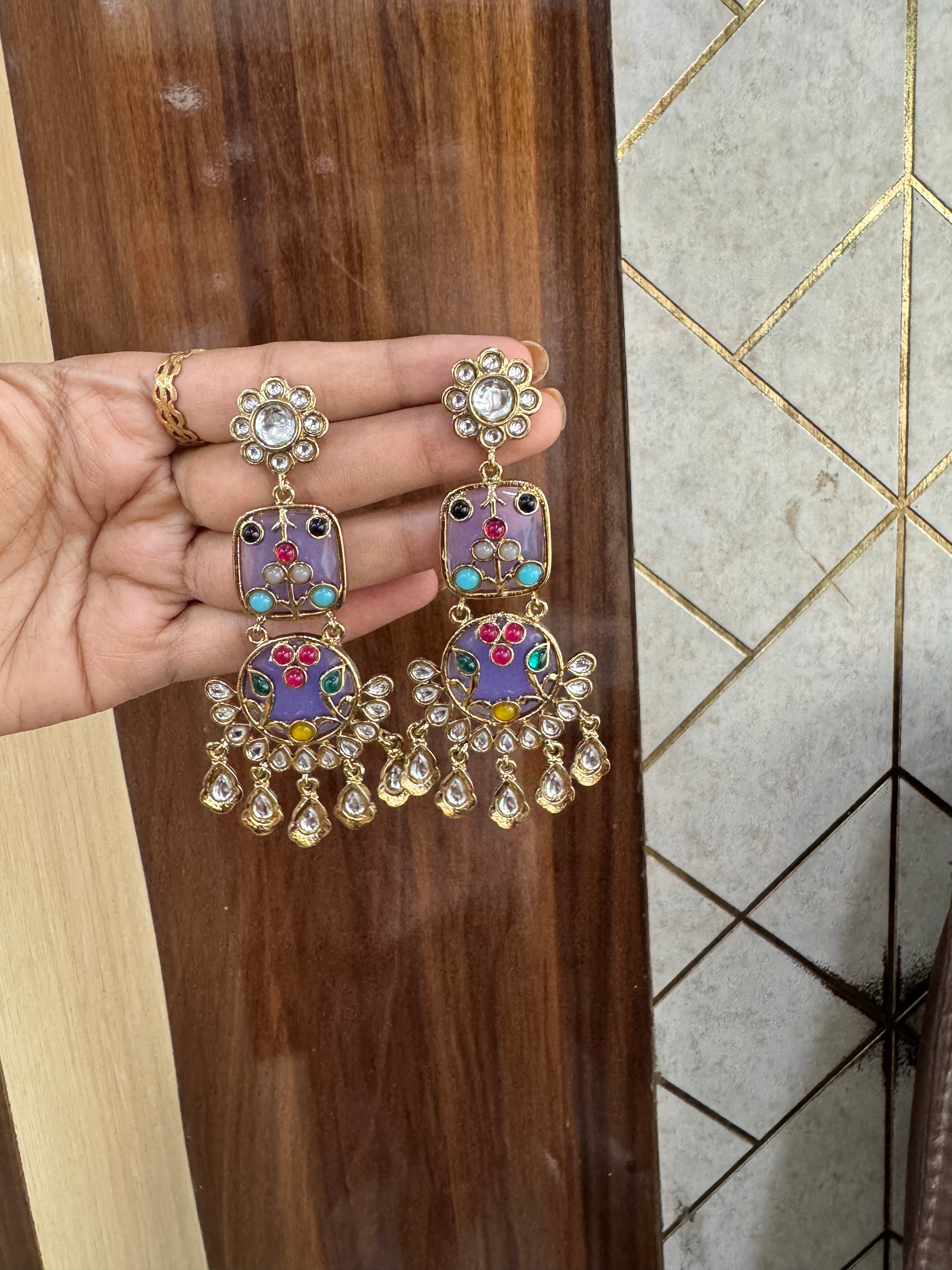 Meenakari work earrings