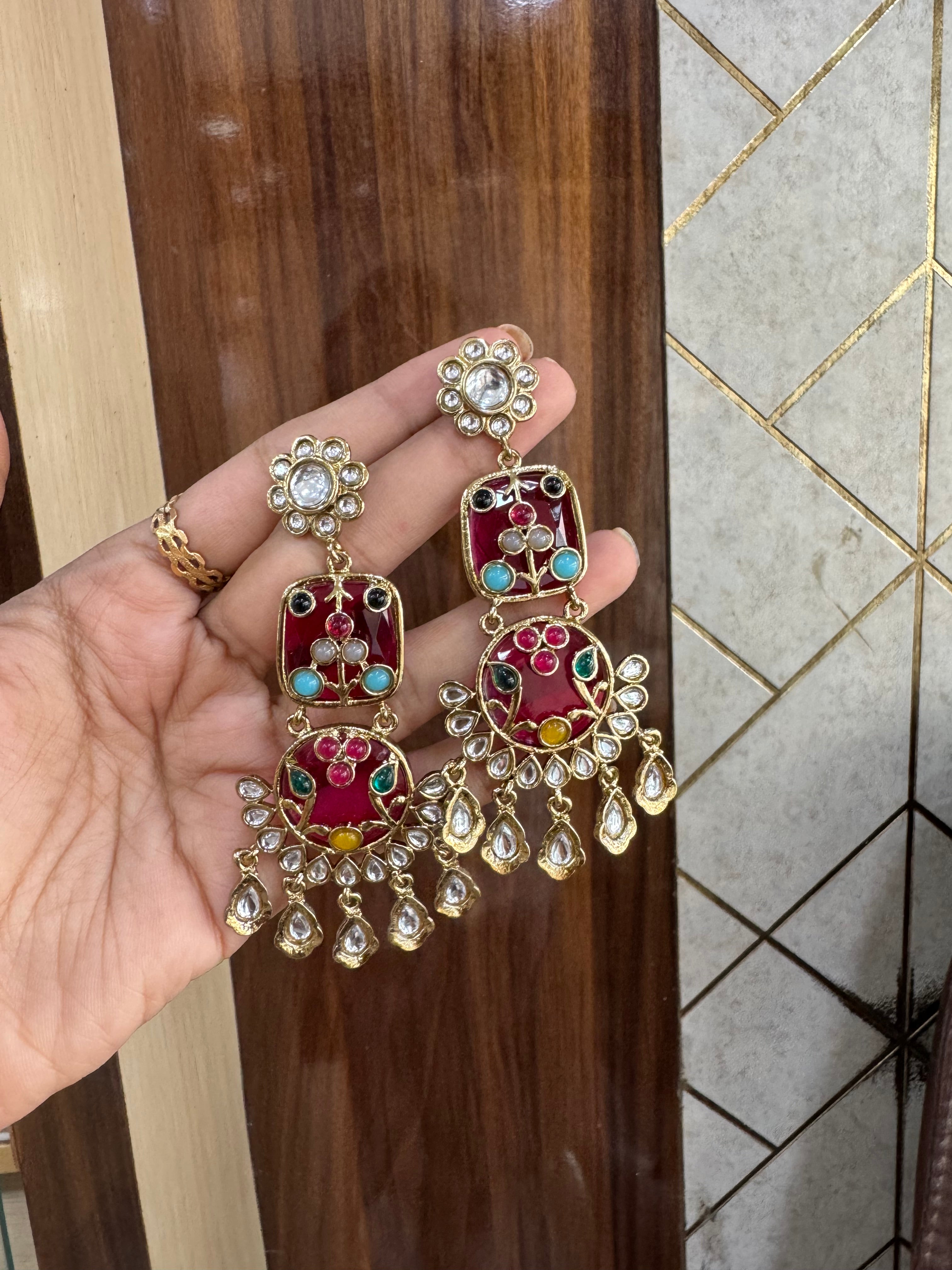 Meenakari work earrings