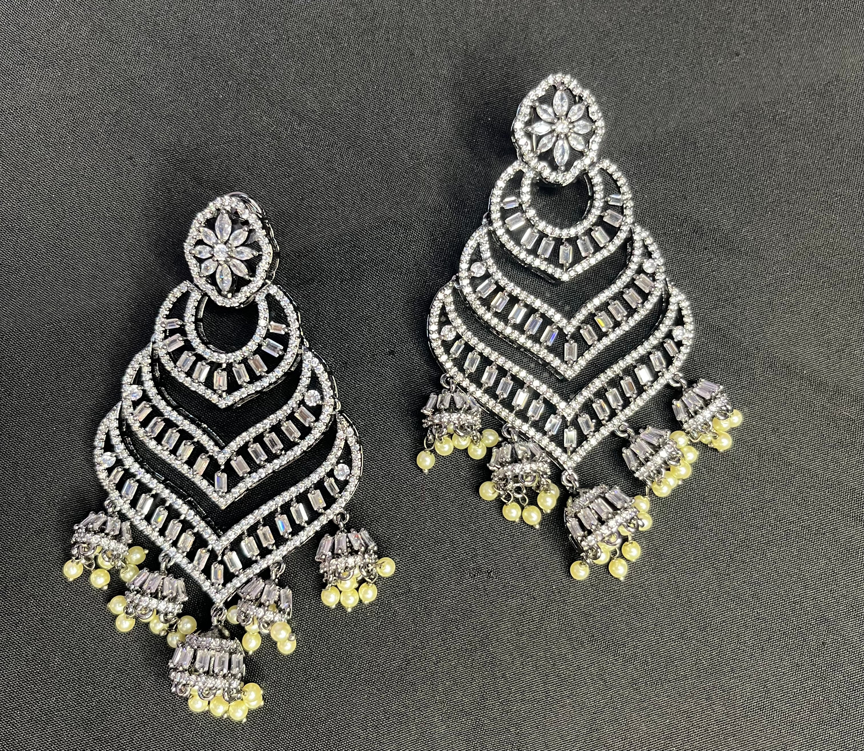 Diamond jumki style earrings