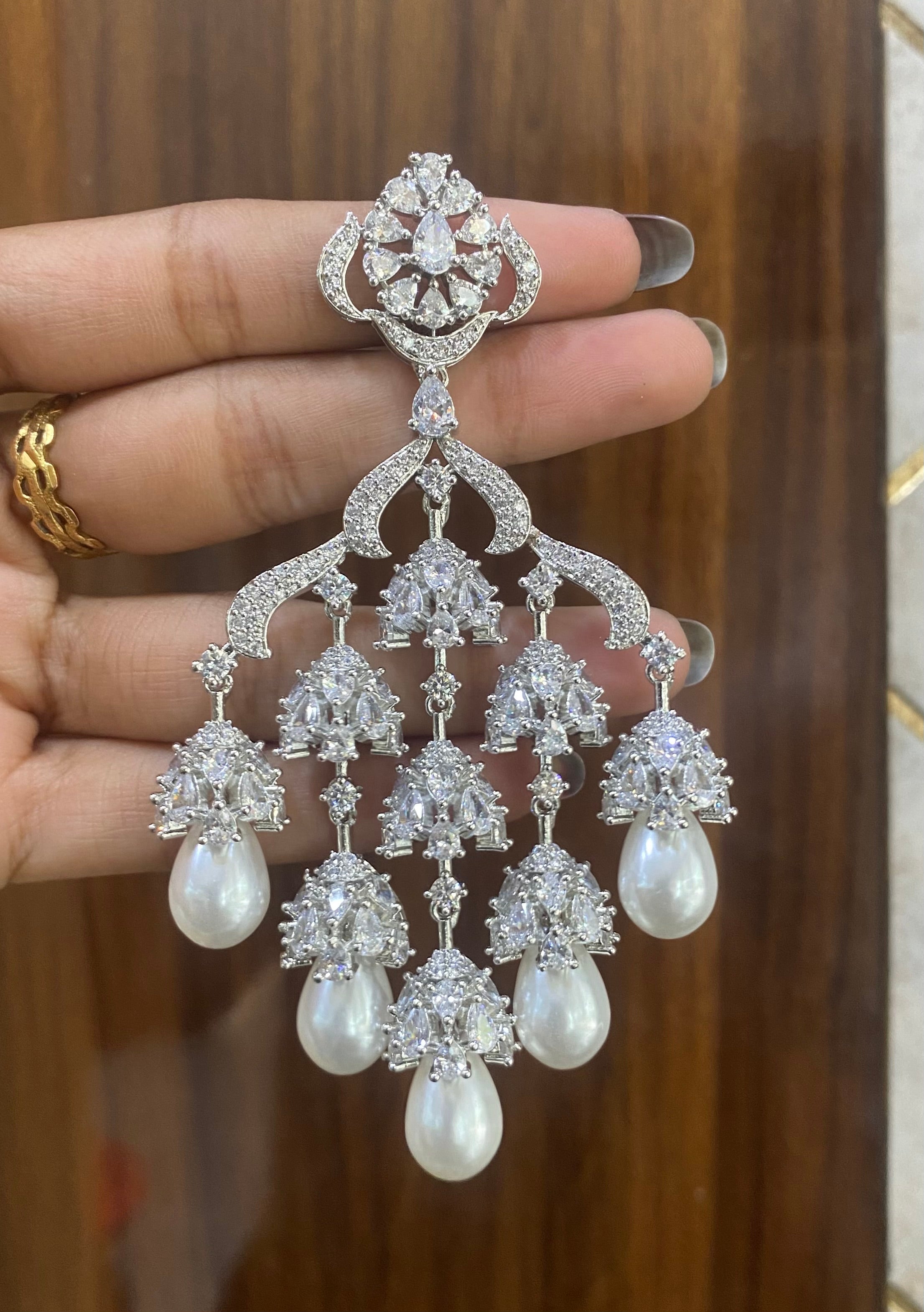 Victorian zircon diamond big statement earrings