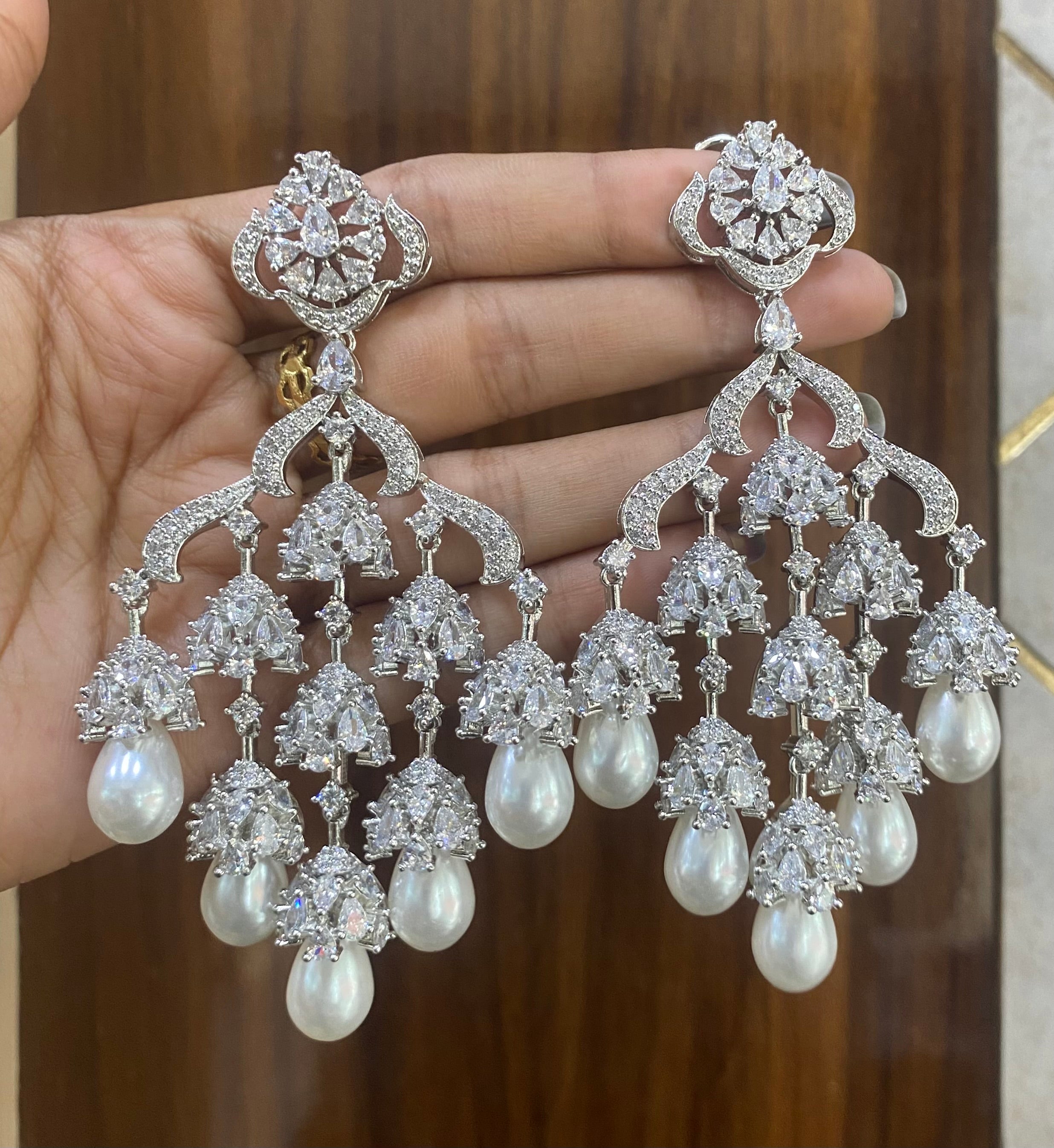 Victorian zircon diamond big statement earrings