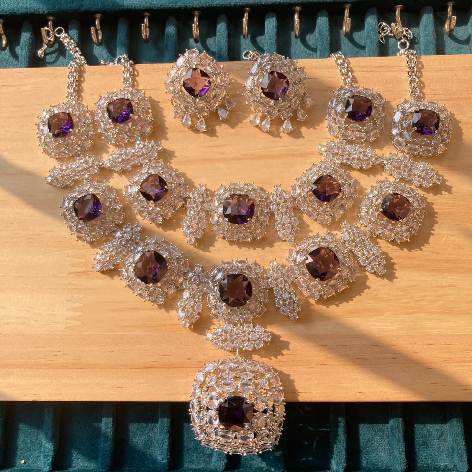 2 in 1 zircon diamond bridal necklace